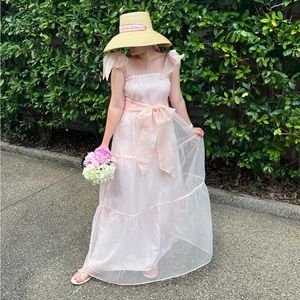 Sue Sartor Annabelle Sundress in Blush Pink Silk Organza